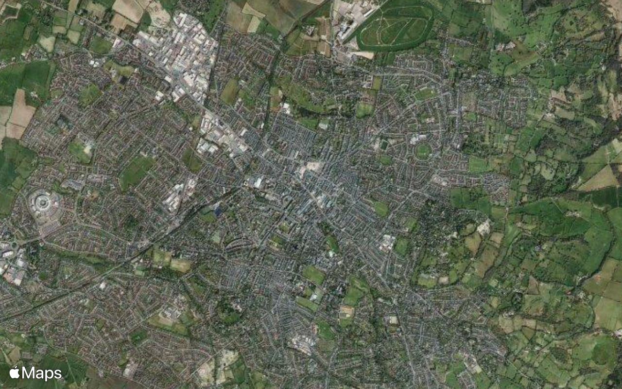 Cheltenham, England, seen from above